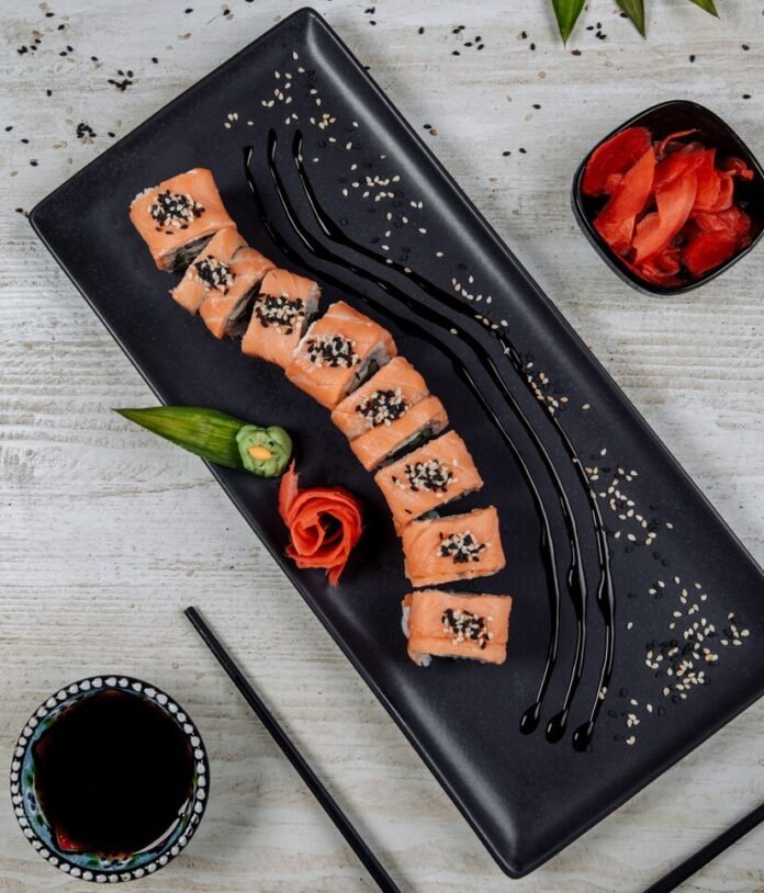 sushi order topped with salmon nyt